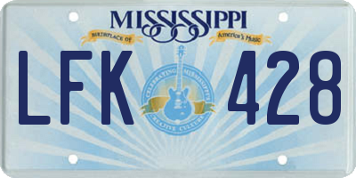 MS license plate LFK428