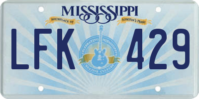 MS license plate LFK429