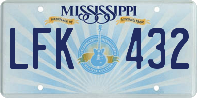 MS license plate LFK432