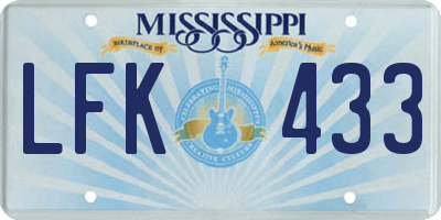 MS license plate LFK433