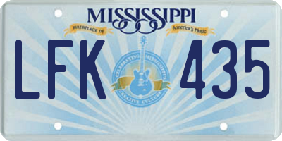 MS license plate LFK435