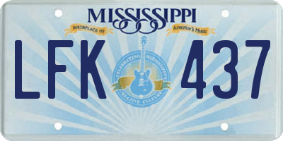 MS license plate LFK437