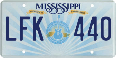 MS license plate LFK440