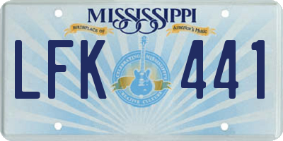 MS license plate LFK441