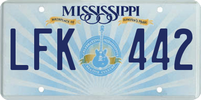 MS license plate LFK442