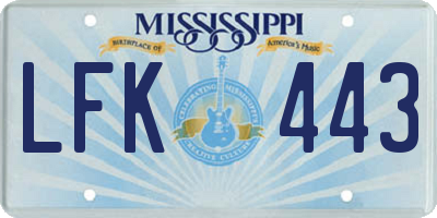 MS license plate LFK443