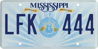 MS license plate LFK444