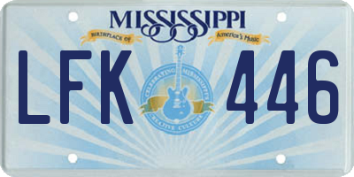 MS license plate LFK446