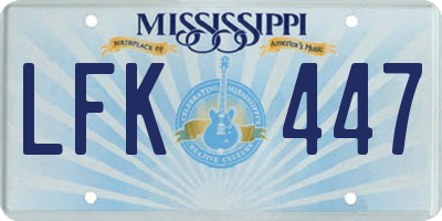 MS license plate LFK447