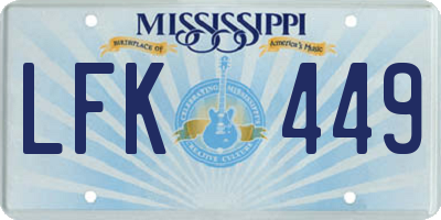 MS license plate LFK449