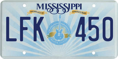 MS license plate LFK450