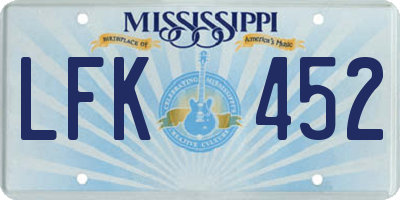 MS license plate LFK452