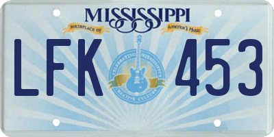 MS license plate LFK453