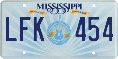 MS license plate LFK454
