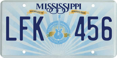 MS license plate LFK456