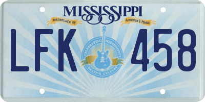 MS license plate LFK458