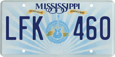 MS license plate LFK460