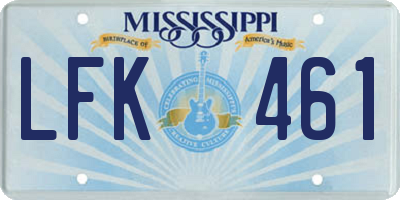 MS license plate LFK461