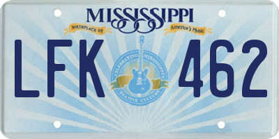 MS license plate LFK462