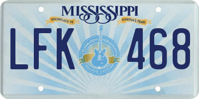 MS license plate LFK468