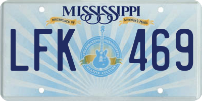 MS license plate LFK469