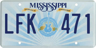 MS license plate LFK471