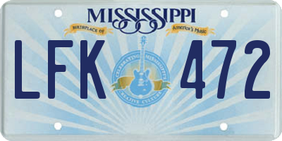 MS license plate LFK472