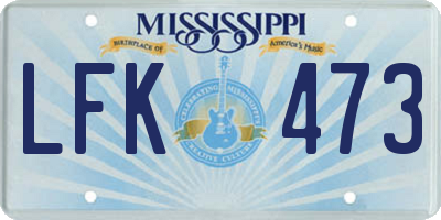 MS license plate LFK473