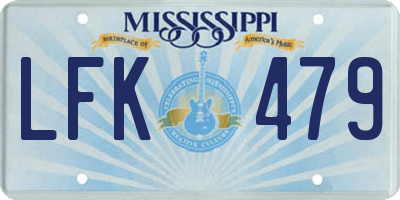 MS license plate LFK479