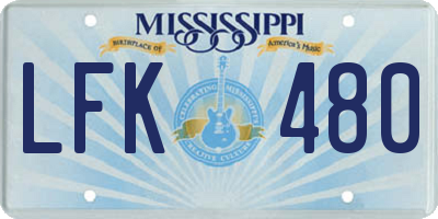 MS license plate LFK480
