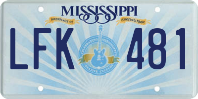 MS license plate LFK481