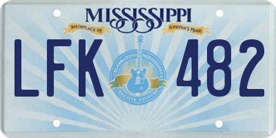 MS license plate LFK482
