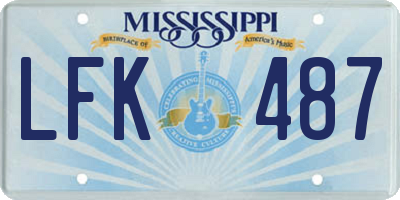 MS license plate LFK487