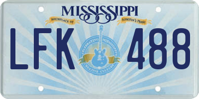 MS license plate LFK488