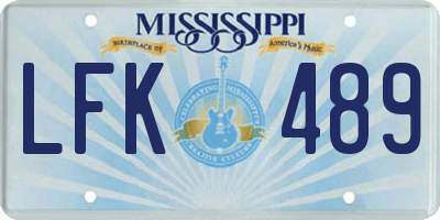 MS license plate LFK489