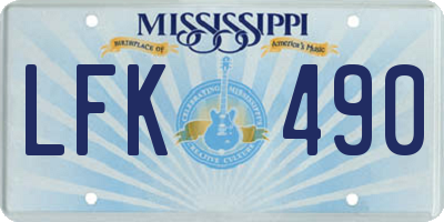 MS license plate LFK490