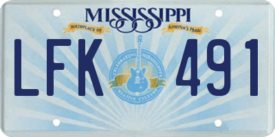 MS license plate LFK491