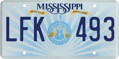 MS license plate LFK493