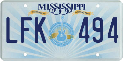 MS license plate LFK494