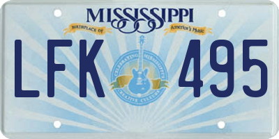 MS license plate LFK495