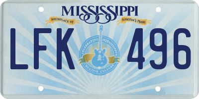 MS license plate LFK496