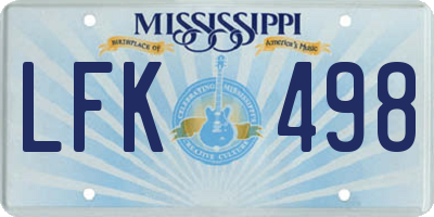 MS license plate LFK498