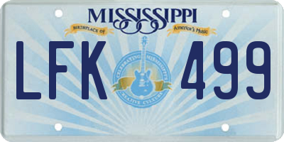 MS license plate LFK499