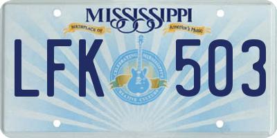 MS license plate LFK503