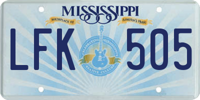 MS license plate LFK505