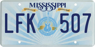 MS license plate LFK507