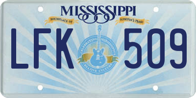 MS license plate LFK509
