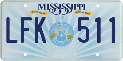 MS license plate LFK511