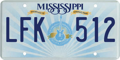 MS license plate LFK512