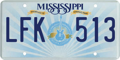 MS license plate LFK513